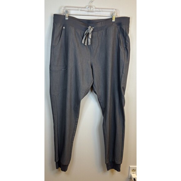 FIGS Women Zamora Jogger Scrub Pants XXL Tall Technical Gray Drawstring Pockets - Picture 2 of 14